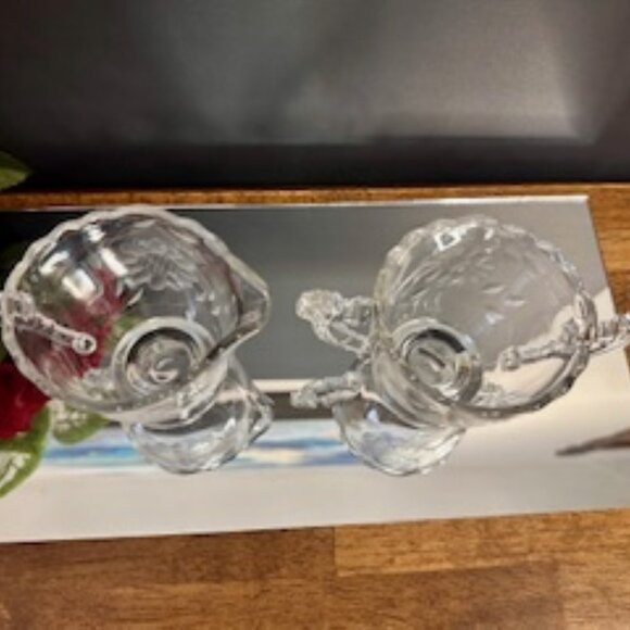 Etched Floral Crystal Cream and Sugar Set Clear Glass Vintage‎ Heavy Elegant - Picture 5 of 5